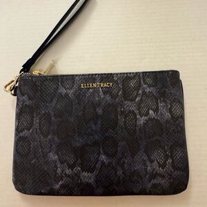 Ellen Tracy Textured Blue and black
 Wristlet Clutch